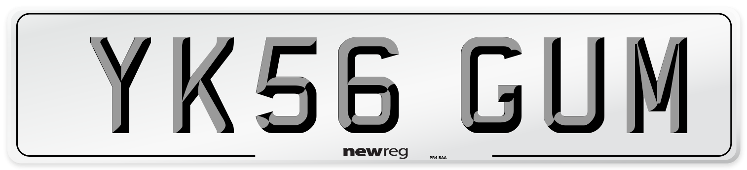YK56 GUM Number Plate from New Reg